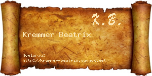 Kremmer Beatrix névjegykártya